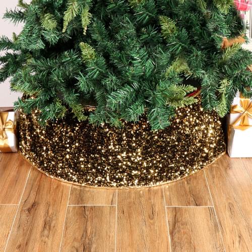 Christmas Tree Decor Gold Sequin Apron Celebration Pedant Indoor New Year Supplies Durable Light Reused Decorative Skirt