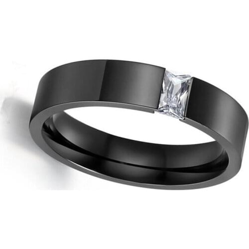 Yingwu 5pcs/lot Mens Womens Fashion Titanium Steel Rings Zirconia Inlaid Wedding Band US Size 6.5 to 11.5