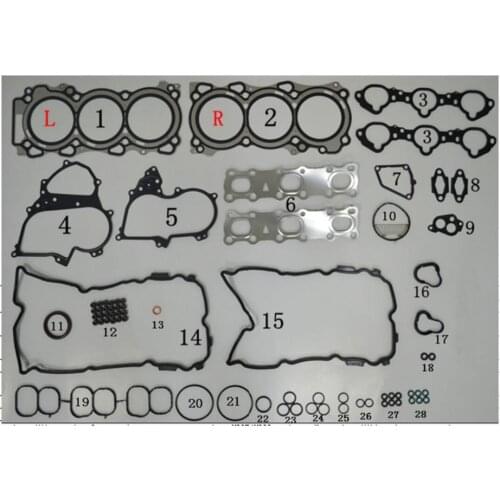 Full engine cylinder head gasket set forNissan INFINITI 350Z G35 TEANA Q50 Q70 EX35 FX35 VQ35HR 3.5L V6 petrol engine