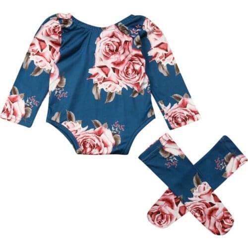 2PCS Girl Clothes Cute 2PCS Newborn Baby Girl Long Sleeve Floral Bodysuit Autumn Jumpsuit + Leg Warmer Cotton Outfits
