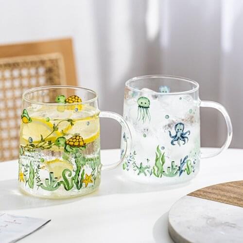 Fresh glass water cup juice cup teacup coffee mugs underwater animal glass Creative Drinkware Tumbler Water Cups