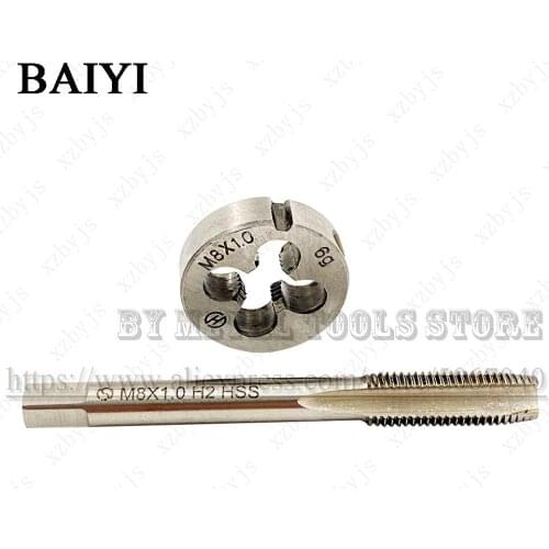 M8X1 M8*1 standard machine tap straight groove 8mm tap circular plate die hand tool set round tapping die tapping thread kit