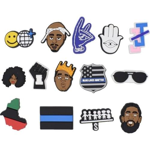 Fashion Glamour Accessories Cartoon Cute PVC Shoes Button Sandals Glamour Black Life Paint Ornaments