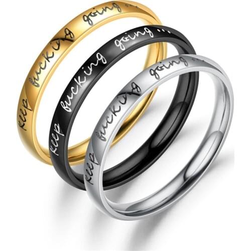 New fashion hot sale exquisite inner and outer ball inspirational keep fucking going ring unisex ring