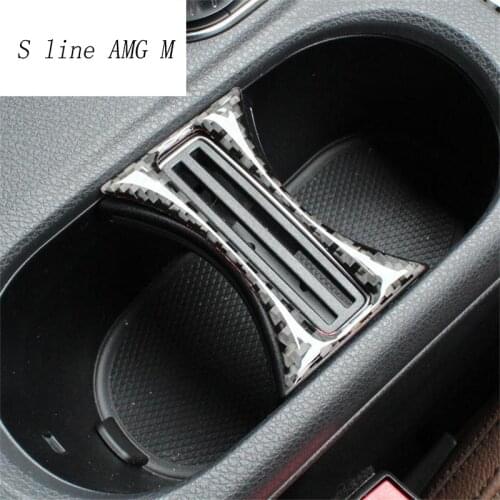 Car Interior carbon fiber Water Cup Holder Panel Decoration Cover Trim For Mercedes Benz GLA X156 CLA C117 A Class Car Styling