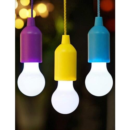 Portable Colorful Pull Cord LED Light Bulb Outdoor Street Retro Lighting Tent Camping Garden Hanging Night Lights Emergency Lamp