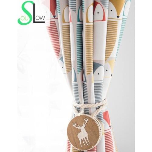 Slow Soul Owl Modern Quality Simple Double sided Fabric Printed Curtain Cartoon Curtains For Living Room Children Bedroom Kids