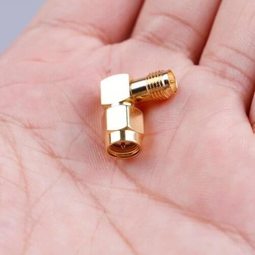 MA Connector 90 Degree Right Angle SMA Male To RP SMA Female Adapter Screw The Needle 1PC