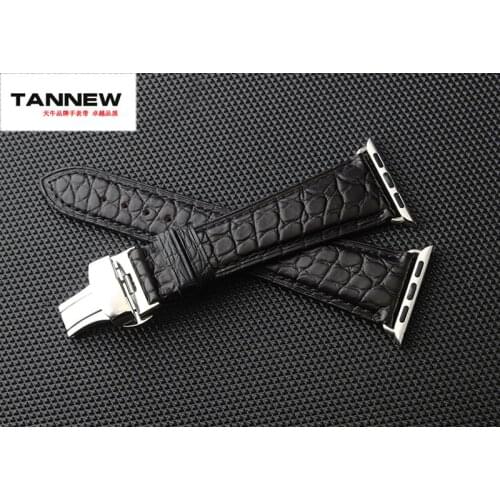 Genuine crocodile leather strap black / brown 38/42 mm for Apple watch with leather watchband connector free shipping