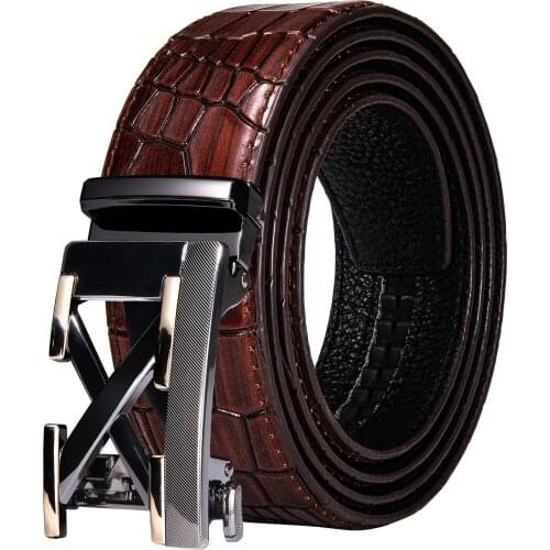 Brand Fashion Automatic Buckle Genuine Leather Belt Crocodile Cowhide Strap High Quality Cummerbunds Cinturon Hombre DiBanGu