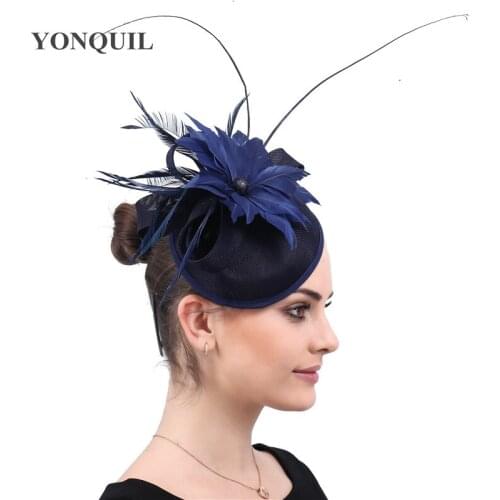 Elegant Bride Wedding Millinery Cap Women Fashion Fascinators Hats Fancy Feather Flower Headwear Hair Pin Ladies Tea Headpiece