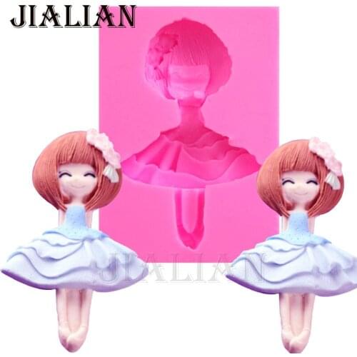 Dancing Lovely Girl Silicone Mold Chocolate Baking Fondant Cake Decorating Tools soap mold cake pop recipe T0888