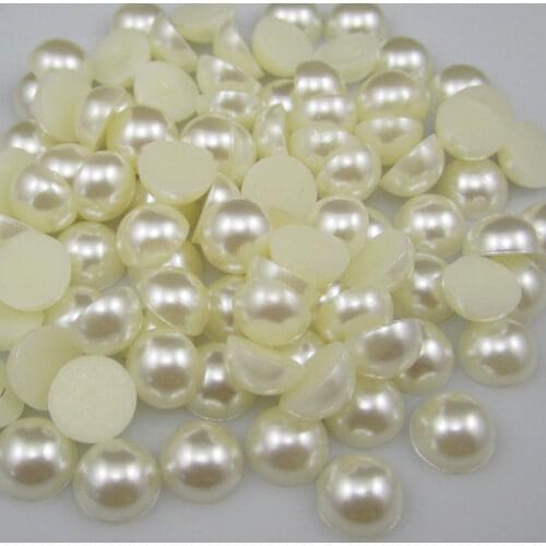 TPSMOC No Hotfix Pearl Ivory color ABS Imitation Flatback Half Round Pearls Stones For DIY