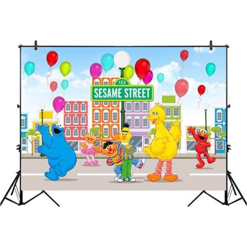 Sesame street party vinyl backdrop background for photography newborn 7x5 kids birthday party tabletop banner background studio