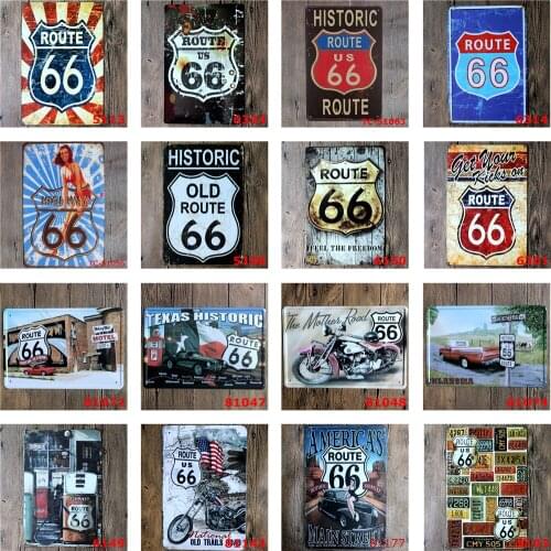 Americas Mother Road Route 66 Vintage Metal Plaque License Plate Oil Station Texas Historic Old Route Garage Fashion Tin Decor