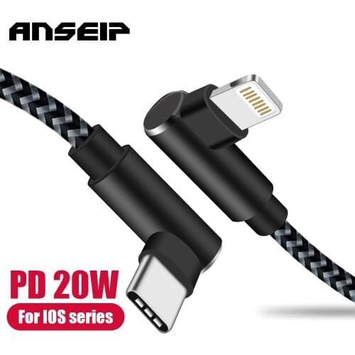 ANSEIP PD 20W USB Charger Cable Type C to IOS Fast Charging for iPhone 12 11 Pro Max 6 7 8 X iPad Charger Data USB C Cable Cord
