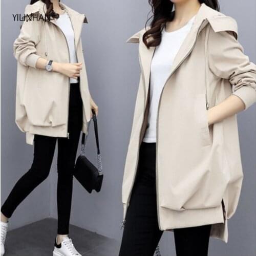 YILIHAN Womens Jacket Hooded Long Sleeve Casual Windbreaker Female Loose Jackets Oversize Ladies Outerwear Plus Size 2021 New