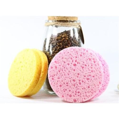 1000pcs Natural Wood 1 PC Fiber Face Wash Cleansing Sponge Beauty Makeup Tools Accessories Round