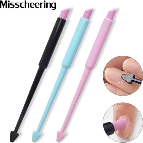 1Pcs Nail Art Pusher Quartz Head Scrubs Stone Cuticle Stick Pen 2 Way Triangle Spoon Cuticle Pusher Pedicure Care Manicure Tools
