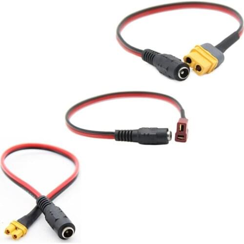 1pcs Amass XT30/XT60/T Plug Female to DC 5.5 2.1 Connector Battery Charging Adapter Cable with 25cm Silicone Wire for FPV Drone