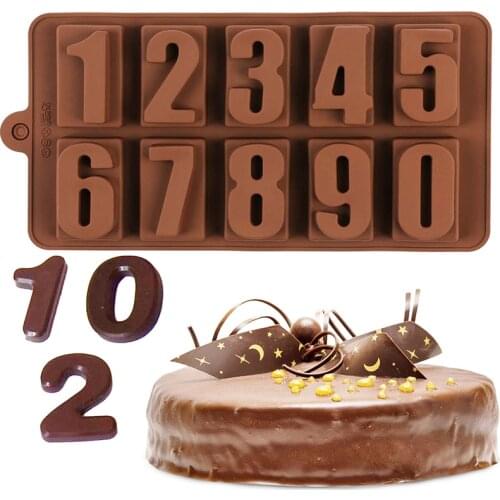 1PCS Silicone Numbers Chocolate Mold Cookies Cold 3D Digital Shape Fondant Cake Decorating Tools Cake Fondant Silicone Moulds