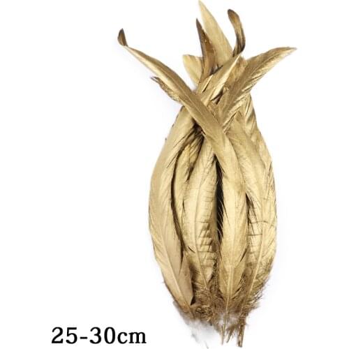 10Pcs Spray Golden Chicken Rooster Feathers Tail DIY Carnival Jewelry Accessory Clothes Hat Decoration Natural Plumes For Crafts