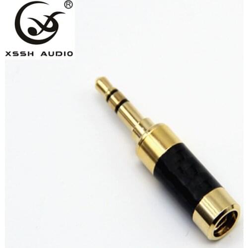 XSSH 10pcs Hi-end Gold Plated Audio Male Earphone Headphone plug Carbon Fiber 3.5mm stereo 1/8" jack connector for 3mm~6mm Cable