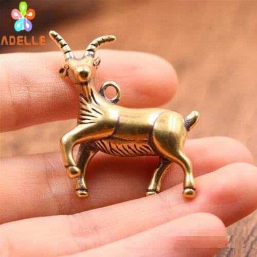 2x 100% Solid Brass sheep Vintage Carving Handmade Keyring Car Accessory DIY Jelwery Pendant Gift Finding Free Shipping