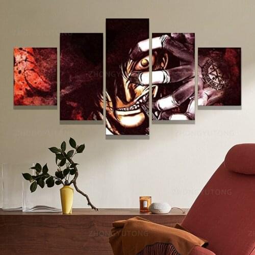 5 Piece Hellsing Alucard Vampire Anime Poster HD Wall Pictures For Living Room Decor Art Print Painting