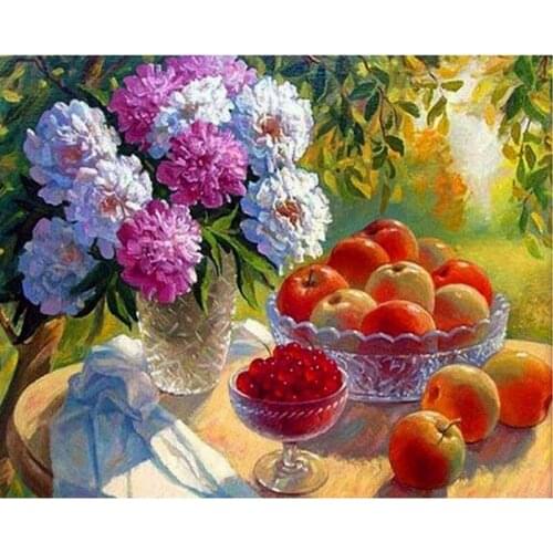 5D DIY Diamond Painting Flower Cross Stitch Diamond Embroidery Fruits Mosaic Diamond Wall Painting Picture Rhinestone