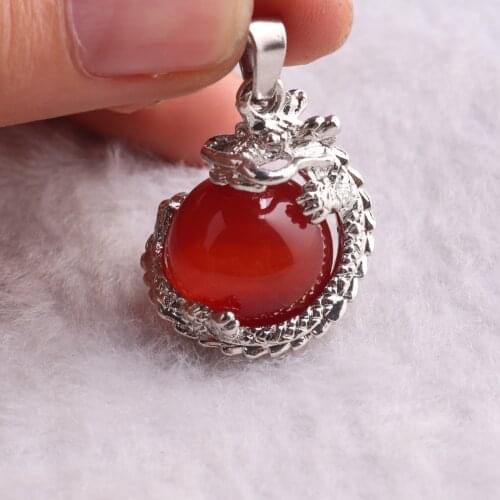6pcs Carnelian Jewelry Pendant Women Crystal Quartz Natural Stone Dragon Zinc Alloy Crystal Beads Pendant Neckalce Making