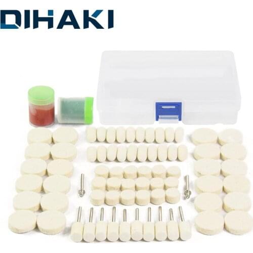 76 Pcs Soft Felt Buffing Wheels Wool Polishing Pad Brushes Kit for 1/8" Dremel Tools Diamond Polishing Lapping Paste Storage Box
