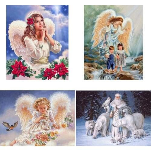 DIY 5D Diamond Painting Angel Diamond Embroidery Cartoon Cross Stitch Mosaic Full Round Drill Rhinestones Art Wall Home Decor