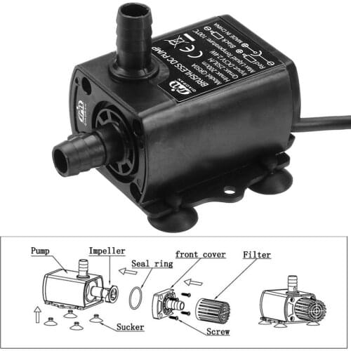 Mini USB DC 5V 250L/H Brushless Waterproof Submersible Circulating Water Pump Amphibious design, able to be employed in water