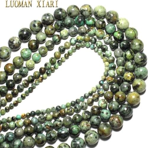 Wholesale AAA+ Natural Green Africa Turquoises Stone Beads For jewelry Making DIY Necklace Bracelet 4/6/8/10/12 mm Strand15.5