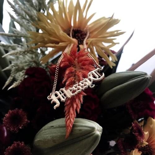 Curb Chain Choker Custom Name Pendant Necklace Hip Hop Old English Font Long Necklaces Gold stainless steel jewelry Couple gift