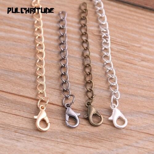 20pcs 50mm 70mm Length Necklace Extension Chain with Lobster Clasps For Bracelet Extended Chains Handmade DIY Jewelry Making
