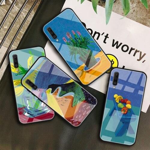 David Hockney oil painting Tempered Glass Case For Samsung Galaxy A10S A10E A20S A20E A30S A40 A50S A60 A70 A80 A90 A6 A7 A8