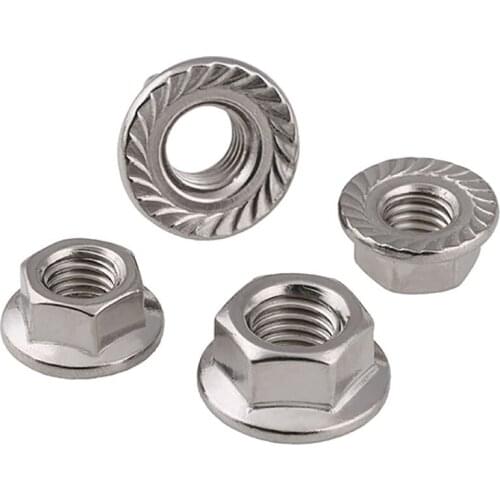 Fine Thread Serrated Flange Lock Nuts A2 Stainless Hexagon Hex Nut M8 M10 M12