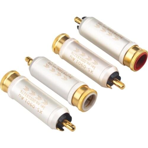 Hi-End Red Copper Shell Gold-Plated RCA Audio Plug Power Amplifier HIFI Audio Video Connection Plug Adapted