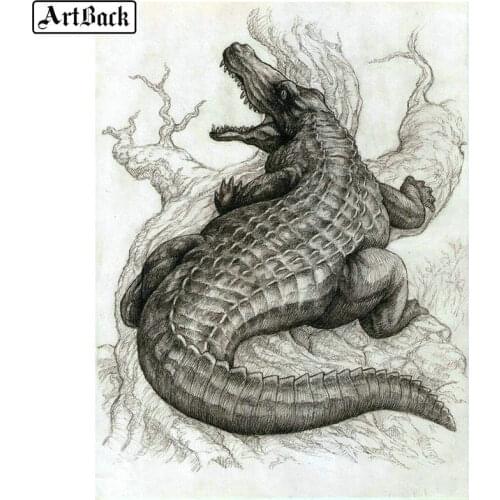 Crocodile icon 5D DIY diamond painting animal full square / round drill 3d mosaic diamond embroidery wall decoration