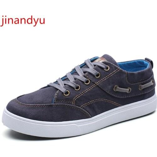 Jeans Canvas Shoes Men Flats Sneaker Mens Shoes Casual Men Sneakers Lace-Up Grey Black Casuales Breathable Sport Shoes for Man
