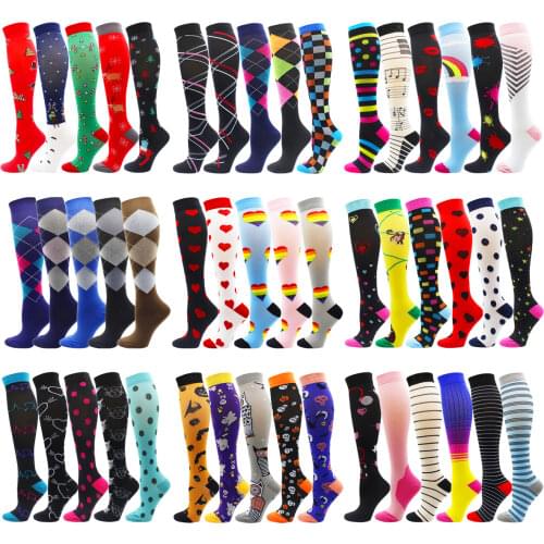 Woman and Men Compression Socks Circulation Multi Pairs Best Fit for Varicose Veins Athletic Travel Running Cycling Socks
