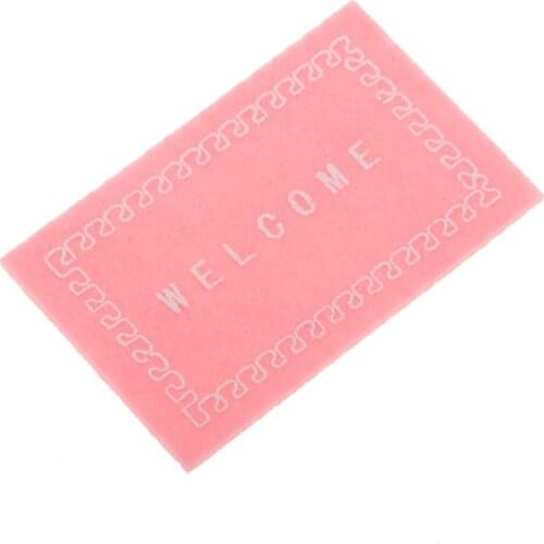 MagiDeal Welcome Door Mat Floor Rug for 1/12 Scale Dollhouse Accessory Pink Pretend Play Furniture Carpet Toys