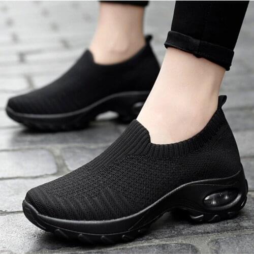 Air Cushion Tenis Mujer Brand Tennis Shoes Women Wedge Shoes Platform Breathable Mesh Ladies Sneakers Slip On Zapatillas Deporte