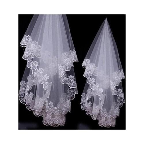 White Ivory Elbow Wedding Veils Tier Bridal Accessories Bride Length 2022 Lace Veil