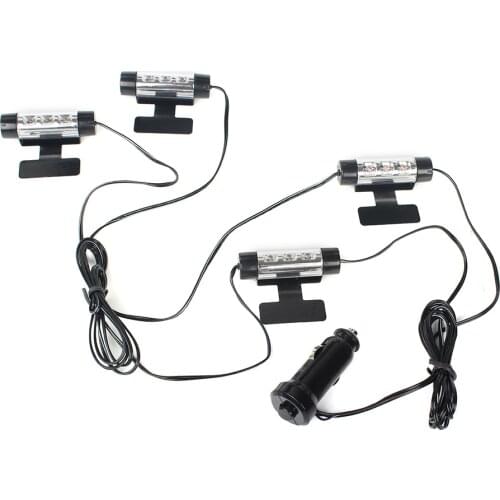 LEEPEE Blue 4 in 1 12V 4 x 3 LED car Interior light Decorative Atmosphere Light Lamp