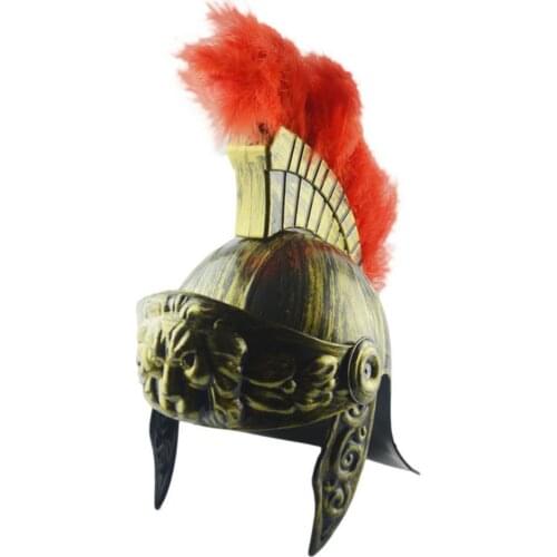 Cosplay Masquerade Helmet Plastic Samurai Helmet Spartan Hat Medieval Ancient Roman Vintage Helmet Feather Lion Cap