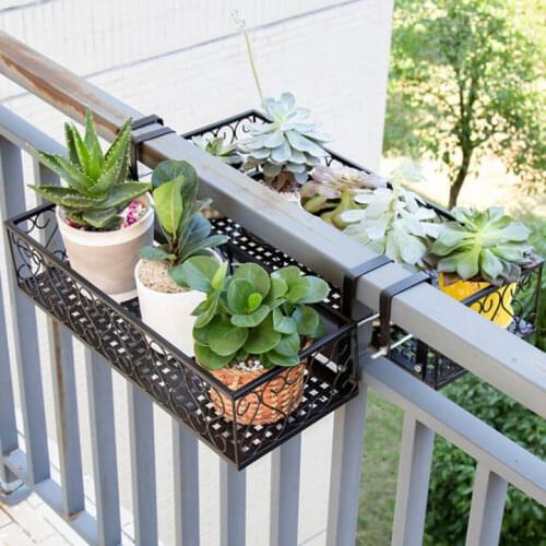 Fashion Balcony Plant Shelves European Style Iron Railings Flower Rack Anti-theft Window Guardrail Wall Hanging Type Wrought