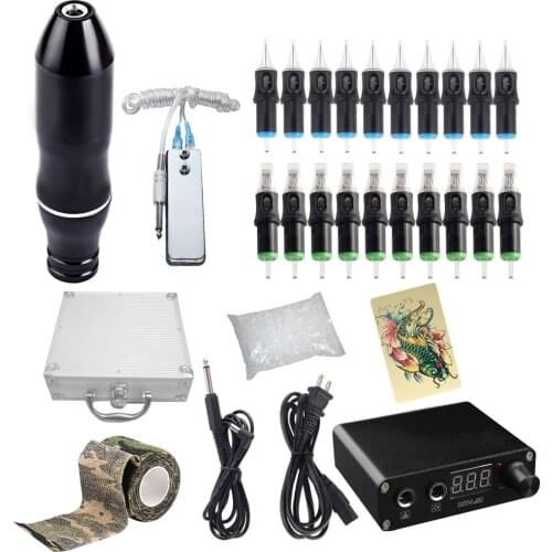 High Quality Tattoo Kit With 10th generation Rotary Pen Tattoo Cartridge Needle LCD Mini Power Equipment Supplies